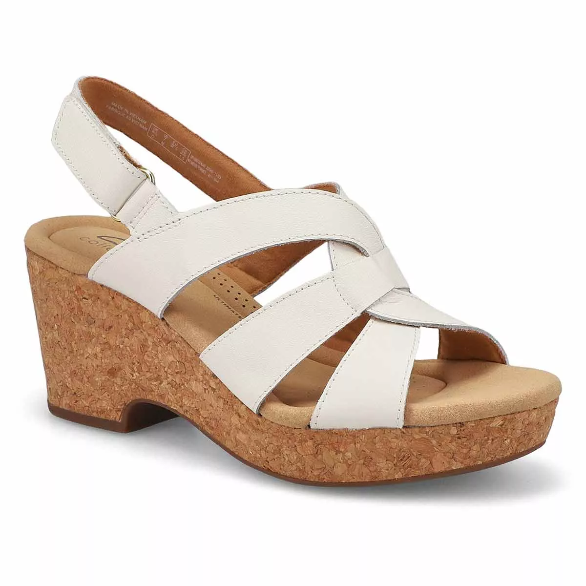 Clarks, Women's Giselle Beach Wedge Sandal- White 0117