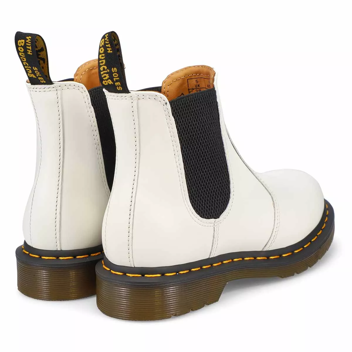 Affordable DrMartens, Chelseas 2976 YELLOW STITCH, blanc, femmes 0119