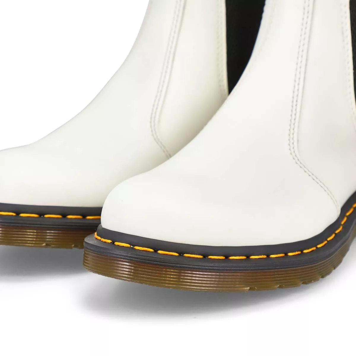 Affordable DrMartens, Chelseas 2976 YELLOW STITCH, blanc, femmes 0119