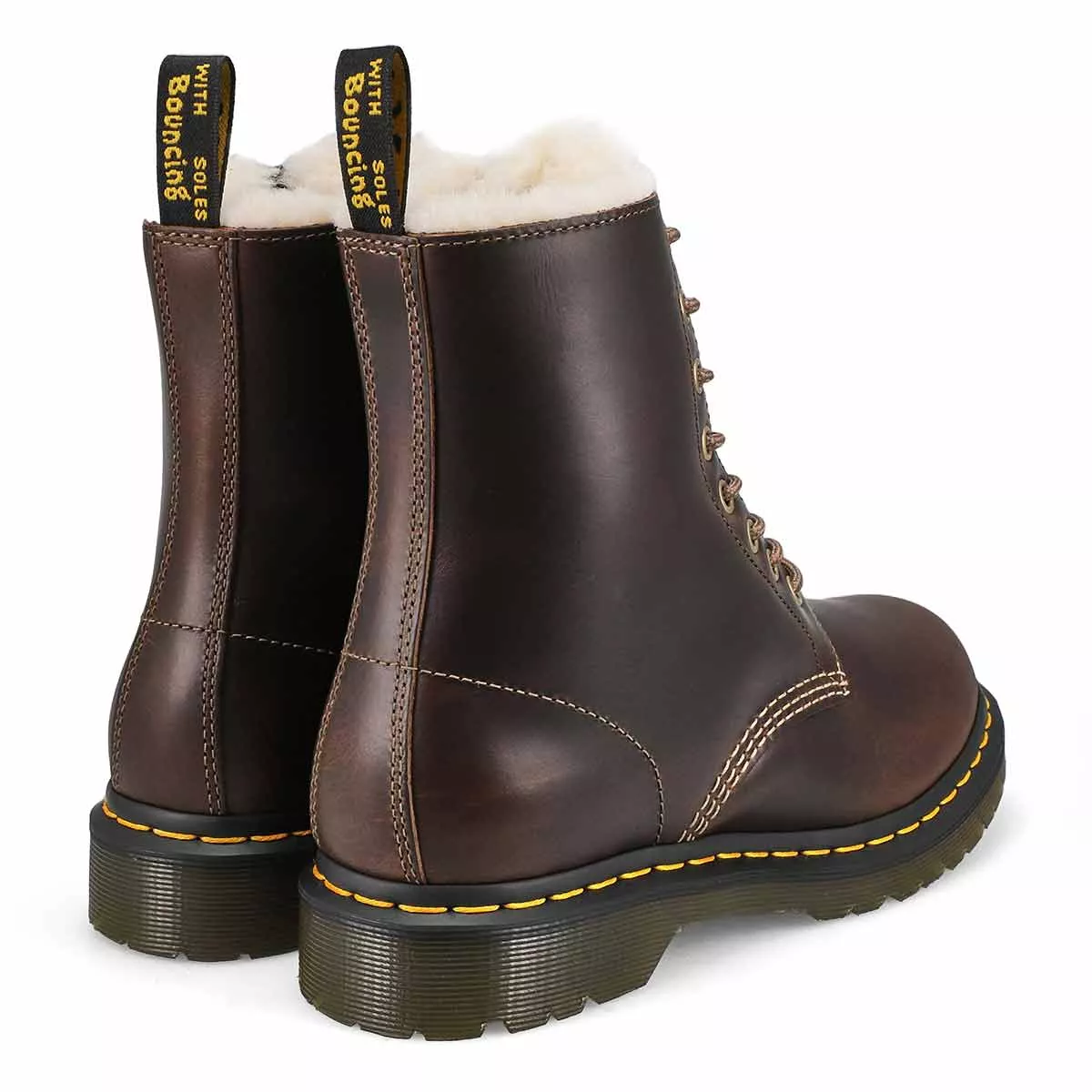 Affordable DrMartens, Women's Serena 8 Eye Faux Fur Lined Boot - Dark Khaki 0119