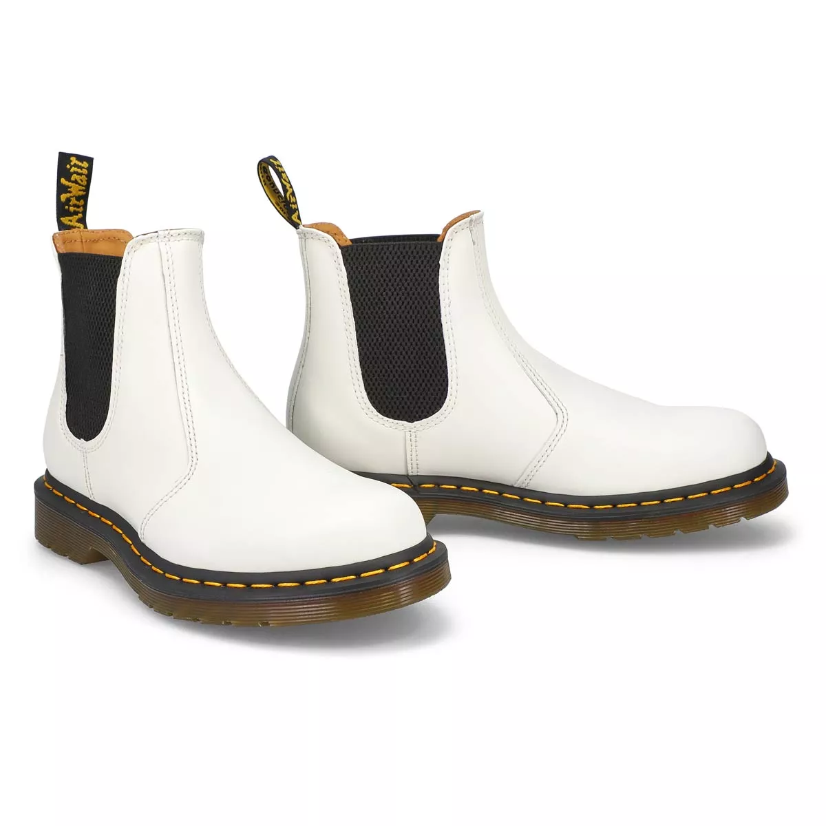 Affordable DrMartens, Chelseas 2976 YELLOW STITCH, blanc, femmes 0119