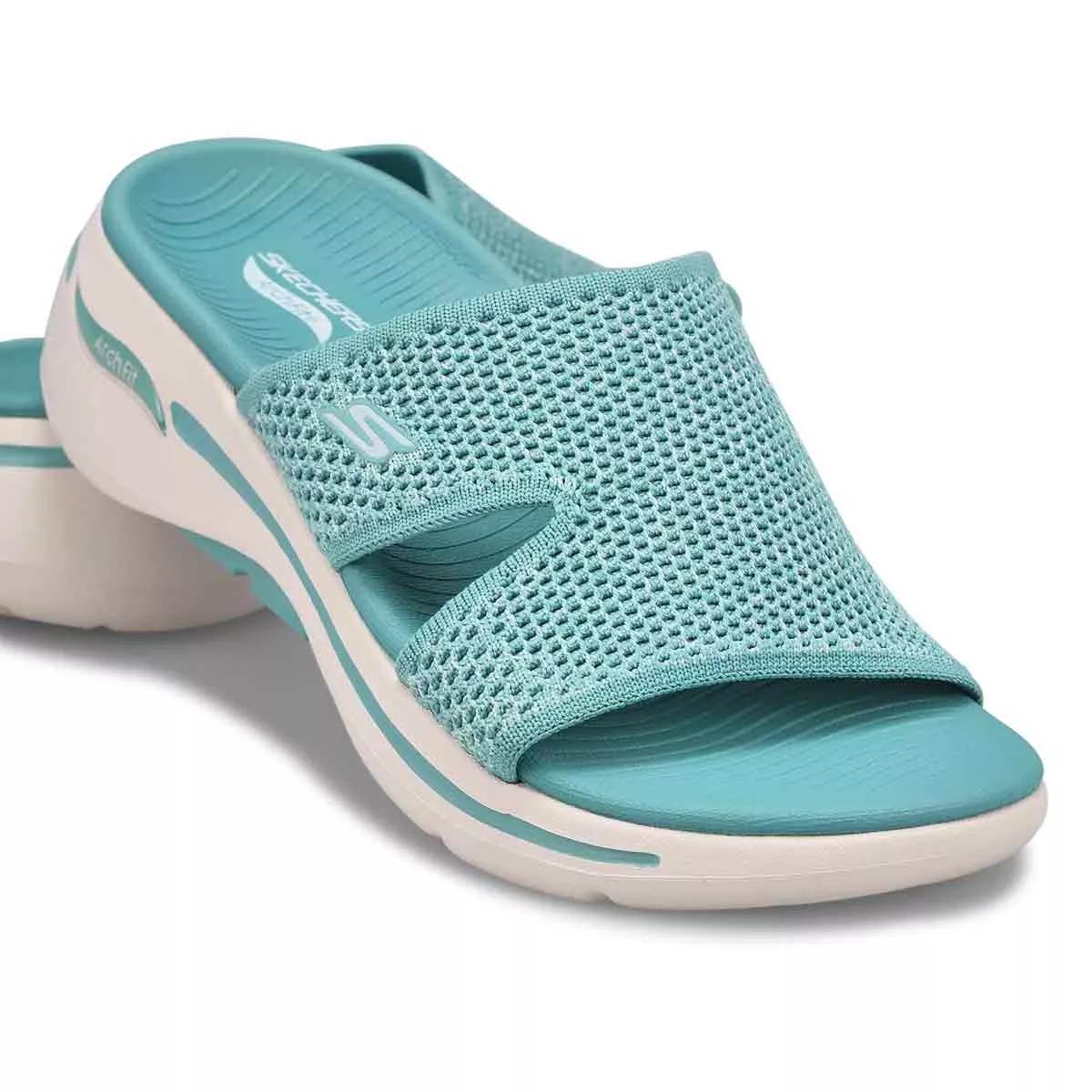 Affordable Skechers, Women's Go Walk Arch Fit Sandal - Teal 0115